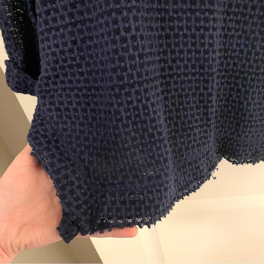 Umgee Navy Blue Waffle Knit Blouse - Picture 4 of 5